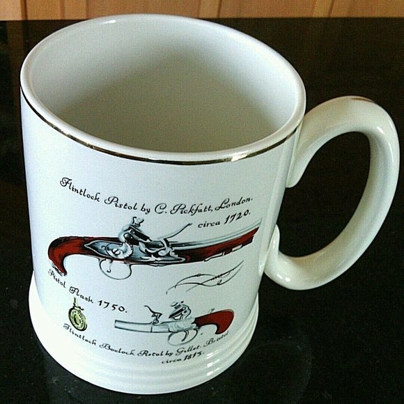 Lord Nelson Pottery UK Beer Stein Mug Guns Gold Rim Large Drink Flintlock Pistol - Picture 12 of 16